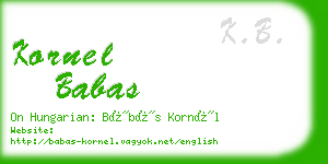 kornel babas business card